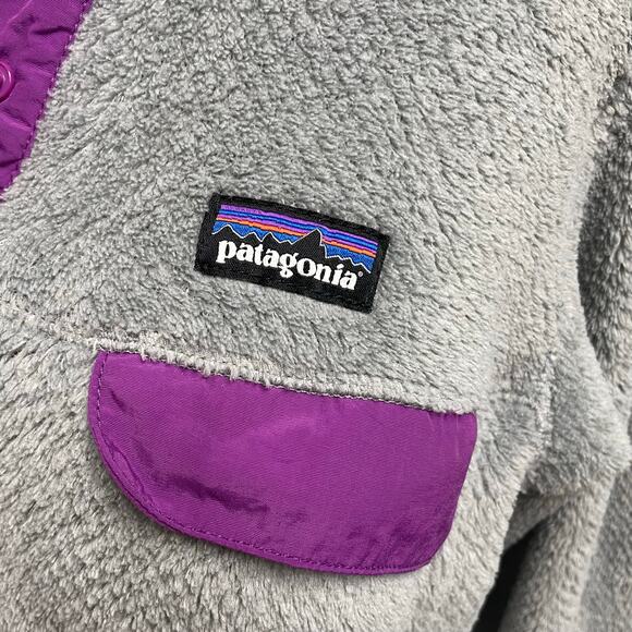Patagonia Re-Tool Snap Pullover Womens Medium Gray Purple Soft Cozy Synchilla - Picture 5 of 5